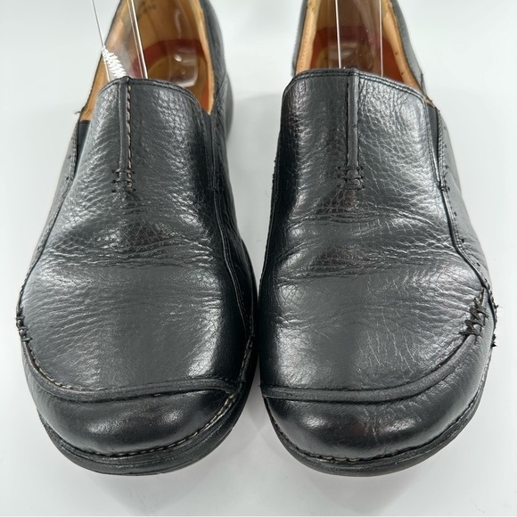 Clarks unstructured womens flats size 10 black leather comfort loafers - Picture 3 of 12